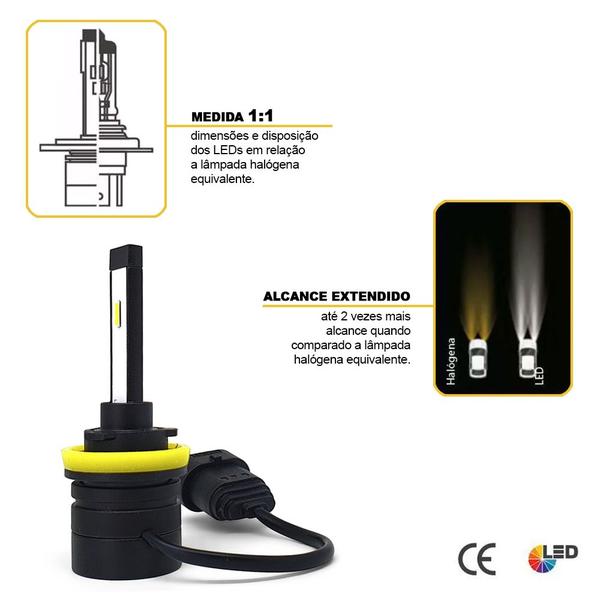 Imagem de Par Lâmpadas H11 Farol Milha Nissan X-terra Xterra 2004 2005 2006 2007 2008 Super Led Mini Nano 6000k Sem Adaptar Shocklight S14