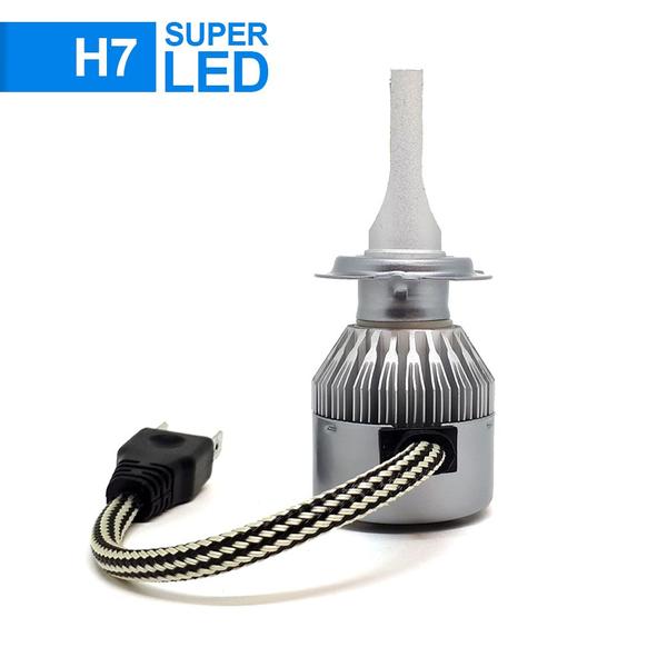 Imagem de Par Lâmpadas H7 Farol Baixo Agile 2010 2011 2012 2013 2014 2015 2016 Super Led C6 6000k 7200 Lumens Branco Frio Efeito Xenon