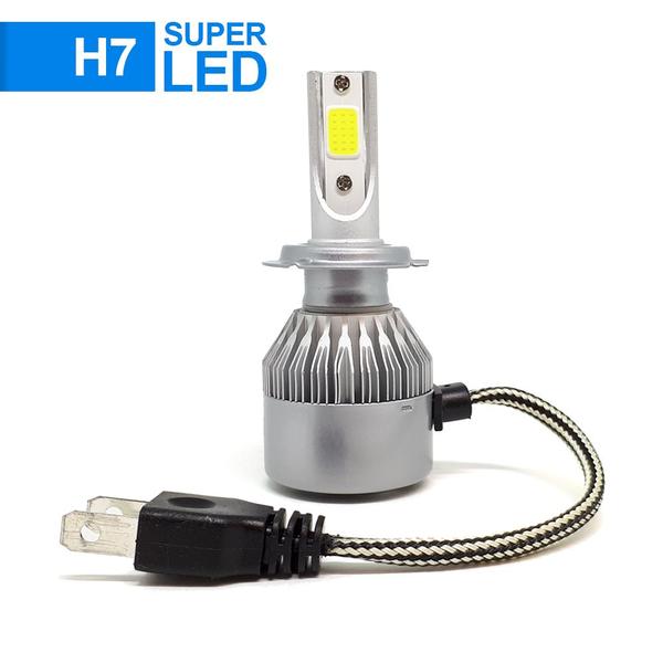 Imagem de Par Lâmpadas H7 Farol Baixo Fiat Doblo 2001 2002 2003 2004 2005 2006 2007 Super Led C6 6000k 7200 Lumens Branco Frio Efeito Xenon