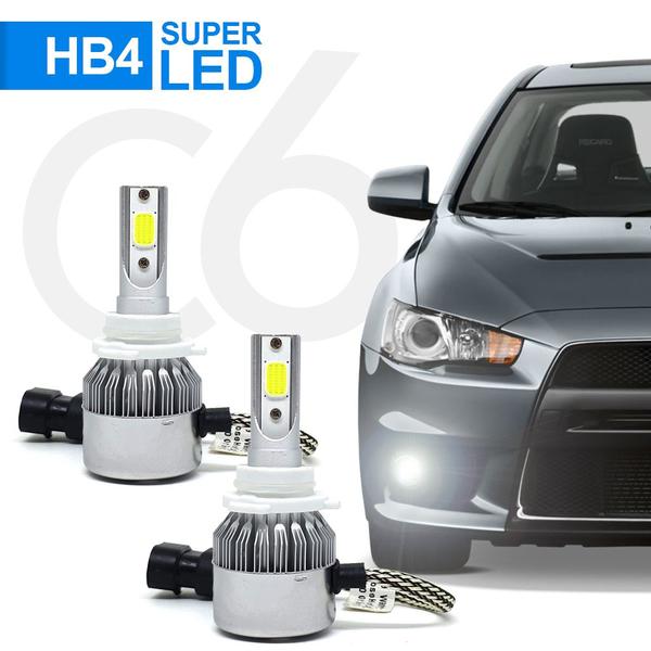 Imagem de Par Lâmpadas HB4 Farol Milha S10 2013 2014 2015 2016 Super Led C6 6000k 7200 Lumens Branco Frio Efeito Xenon