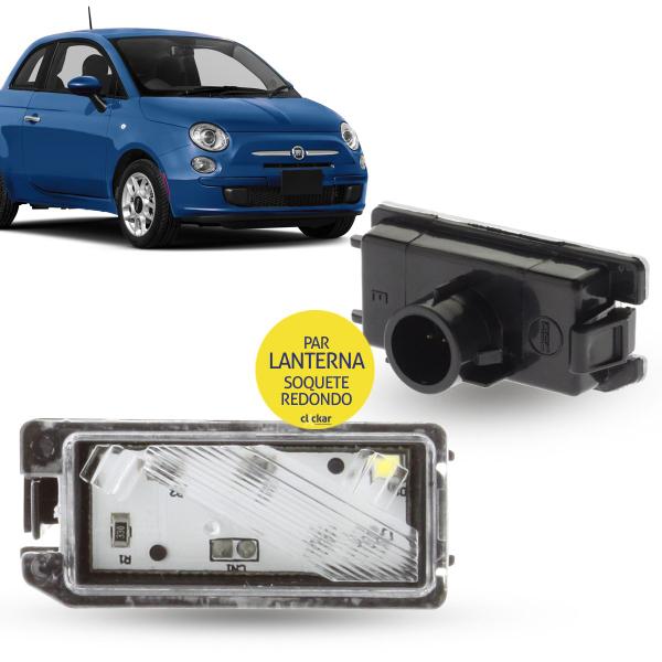 Imagem de Par Lanterna Luz De Placa Com Led Fiat 500 Cinquecento após 2012 Conector Redondo