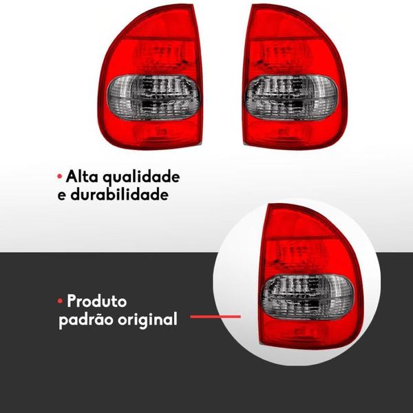 Imagem de Par Lanterna Traseira Corsa Sedan 2002 2003 Bicolor Fume