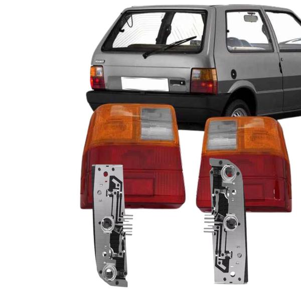 Imagem de Par Lanterna Traseira Fiat Uno Mille 98 99 00 01 02 Tricolor