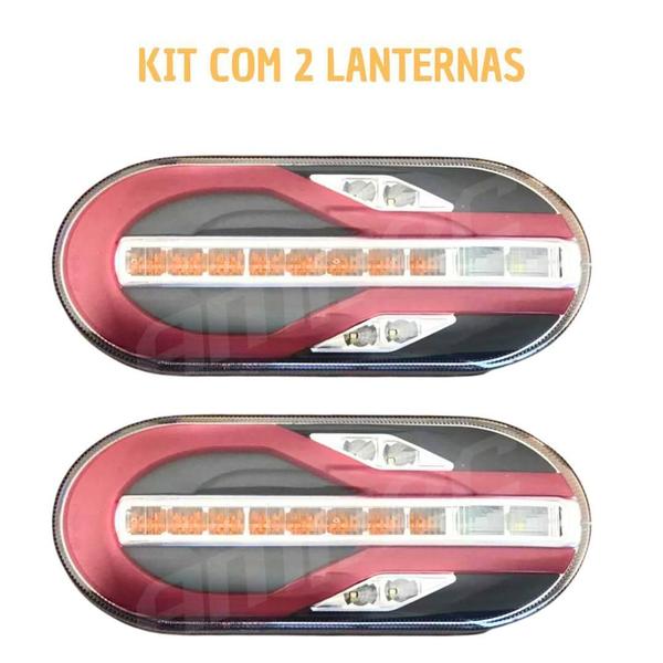 Imagem de Par Lanterna Traseira Led 24V Carreta Randon Módulo Cristal