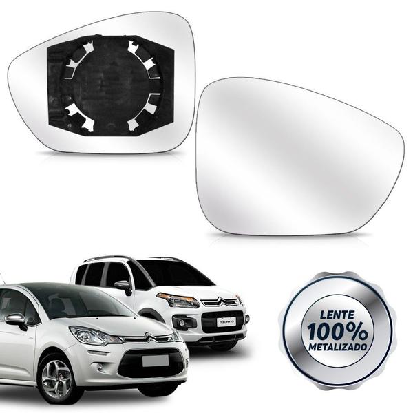 Imagem de Par lente retrovisor citroen c3 c4 aircross 12/15 com base