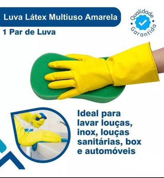 Imagem de Par Luva Látex Impermeavel Limpeza Domestica Resistente G - Inoven