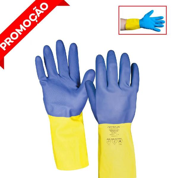Par Luva Látex Neoprene Bicolor Proteção Química Limpa - Proteplus Imagem de Par Luva Látex Neoprene Bicolor Proteção Química Limpa