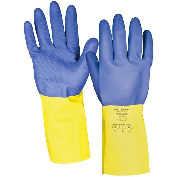 Par Luva Látex Neoprene Bicolor Proteção Química Limpa - Proteplus Imagem de Par Luva Látex Neoprene Bicolor Proteção Química Limpa