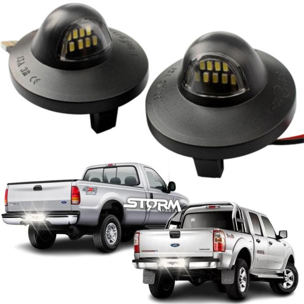 Imagem de Par Luz de Placa Ford F250 1998 a 2012 e Ranger 1994 a 2010 Courrier lâmpada led iluminação branca traseira lanterna caçamba lanterna camionete