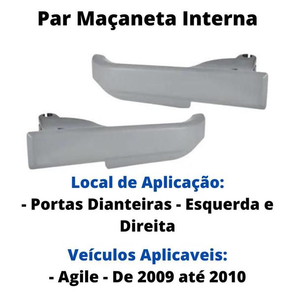 Imagem de Par Maçaneta Interna Puxador Cinza Portas Dianteiras Esquerda e Direita Agile De 2009 até 2014