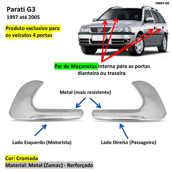 Imagem de Par Maçanetas Interna Gol Bola Saveiro G2 G3 Cromada Metal