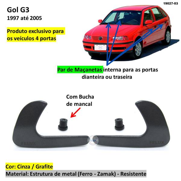 Imagem de Par Maçanetas Interna Gol G3 1997-2005 Cinza Metal