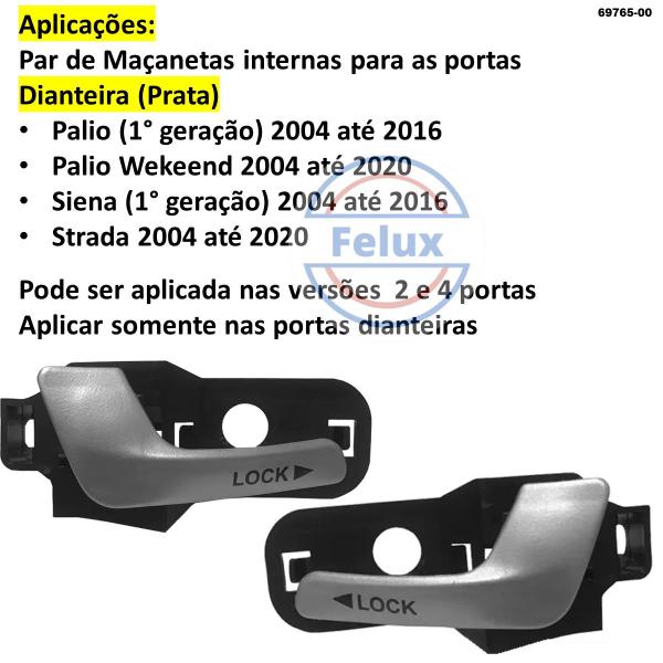 Imagem de Par Maçanetas Internas Dianteira Strada 2004-2020 Prata