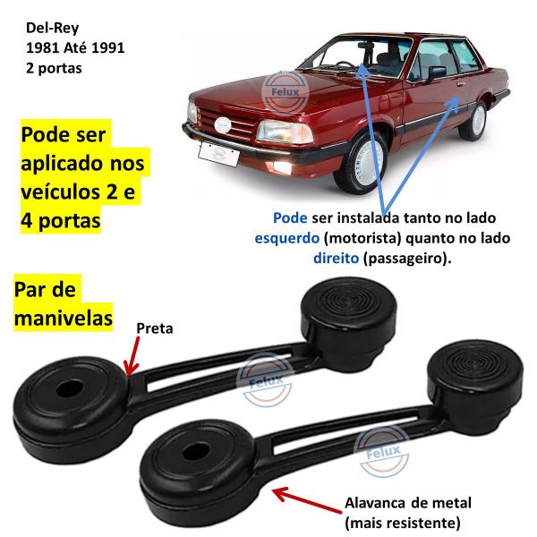 Imagem de Par Manivelas do vidro Del-Rey 81-91 Preta (Metal)