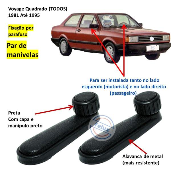 Imagem de Par manivelas vidro Voyage Quadrado 87-95 Preta (Metal)