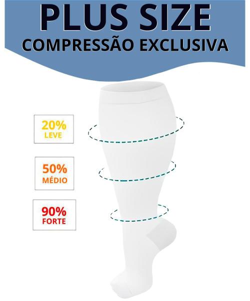 Imagem de Par Meia De Compressão Extra Grande Branca 3/4 20-30mmHg Ponteira Fechada Para Pernas Inchadas Varizes Edema Trombose