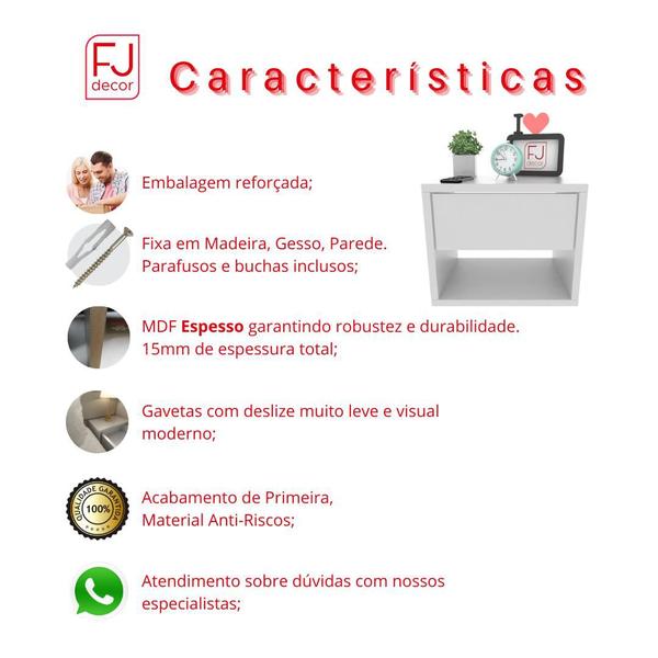 Imagem de PAR MESA CABECEIRA MDF 40cm COM GAVETA TELESCÓPICA 2C1G40