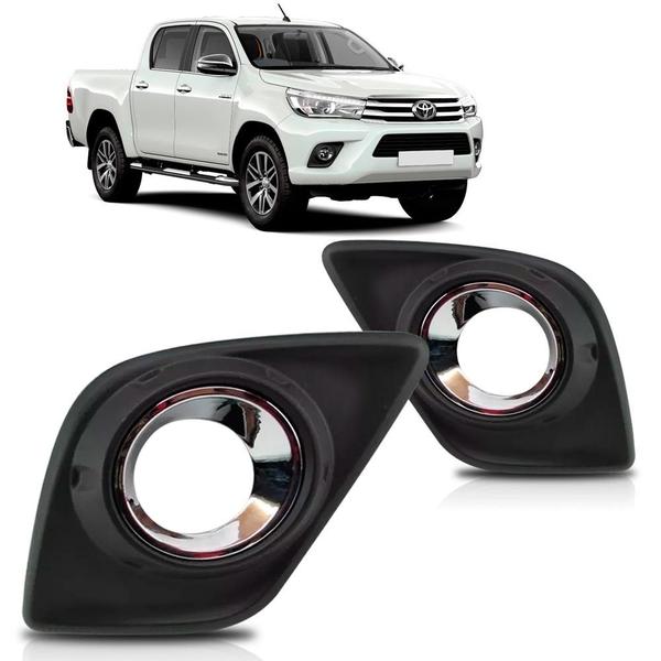 Imagem de Par moldura milha hilux 2016 a 2018 c/ furo cromado