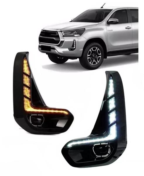 Imagem de Par Moldura Milha LED DRL Seta Sequencial Hilux 2021 22 2023