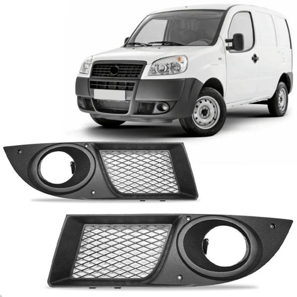 Imagem de Par Moldura Milha para Fiat Doblo 2009 A 2013 C/ Furo