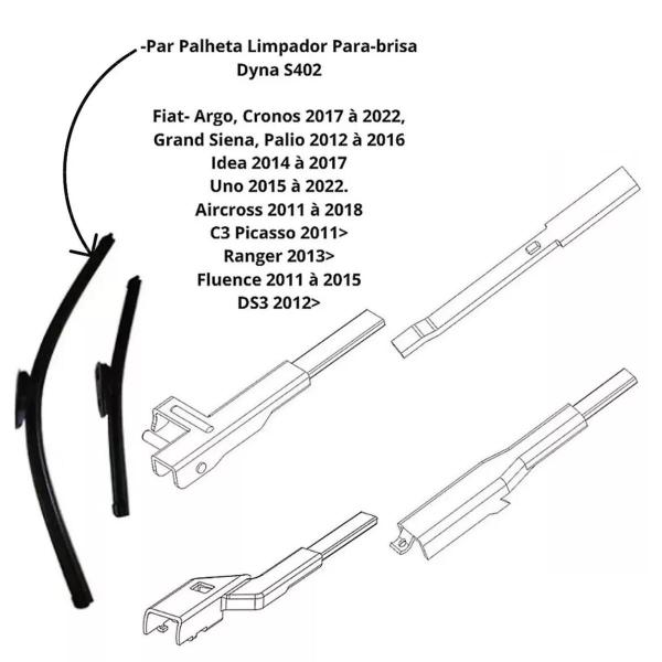 Imagem de Par Palheta Limpado Parabrisa Grand Siena Cronos Uno Argo C3