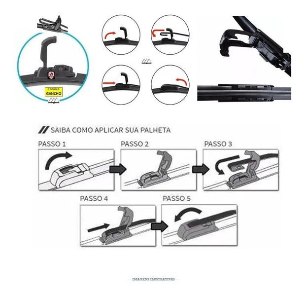 Imagem de Par Palhetas Silicone Limpador de Parabrisa  VW Gol/ Parati/ Saveiro G4 2005 até 2010