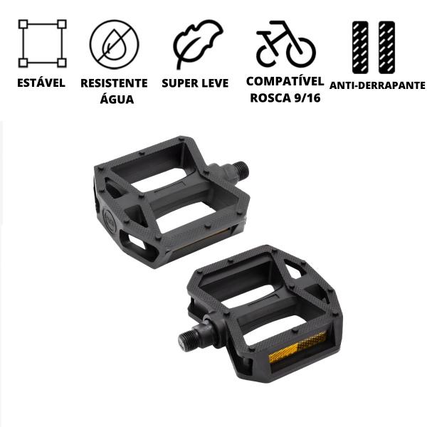 Imagem de Par Pedal Nylon Plataforma Bike Rosca Grossa 9/16 Esfera