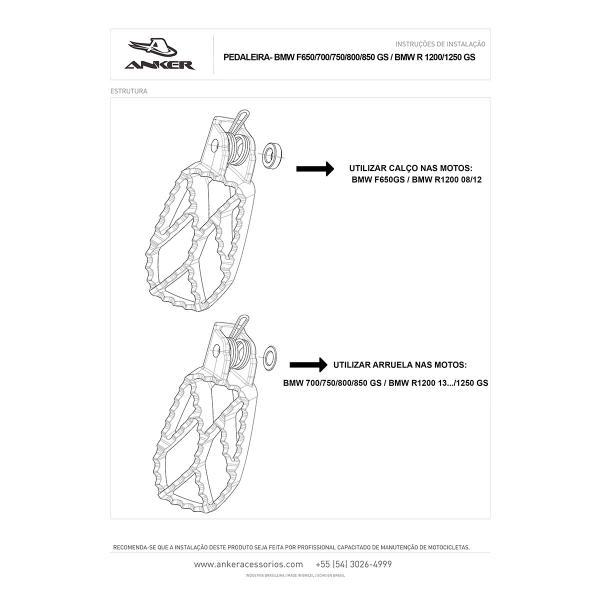 Imagem de Par Pedaleiras Anker Retrateis Moto Bmw F650/700/750/800/850 GS/ Bmw R 1200/1250GS