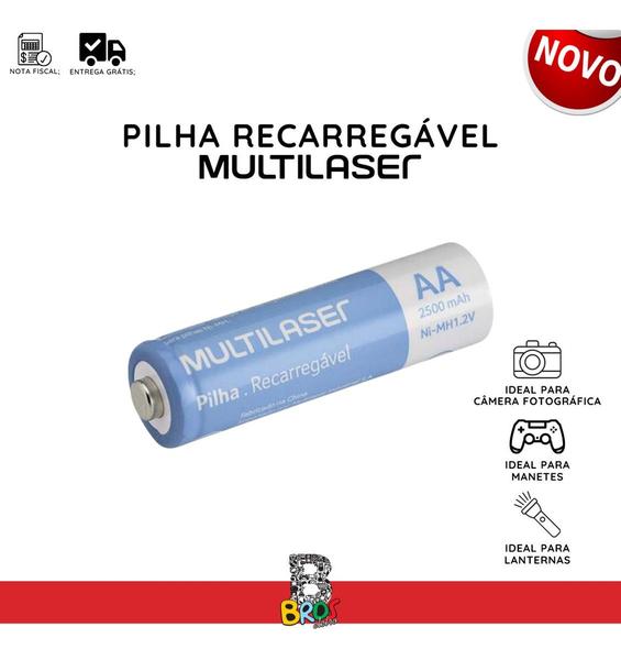 Imagem de Par Pilha Recarregável 2500 mAh Multilaser 2 Unidades Modelo AA (Pequena)