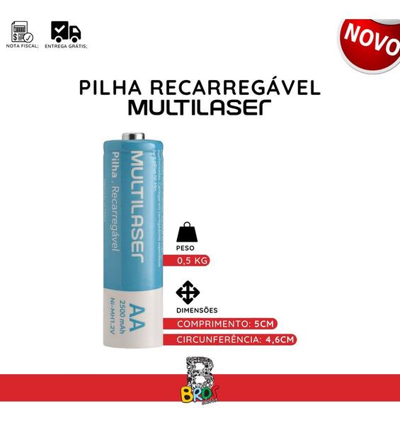 Imagem de Par Pilha Recarregável 2500 mAh Multilaser 2 Unidades Modelo AA (Pequena)