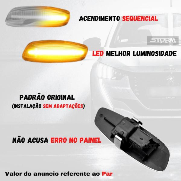 Imagem de Par Pisca Sequencial Peugeot 3008 Retrovisor Transparente