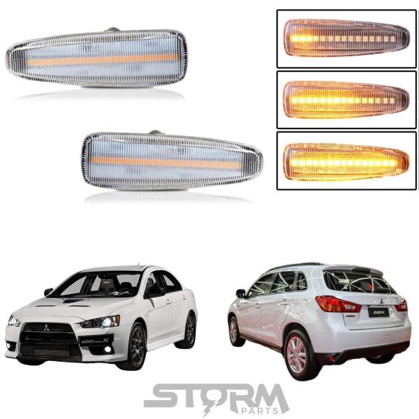 Imagem de Par Pisca Seta Sequencial Led Paralama Lancer Asx Outlander