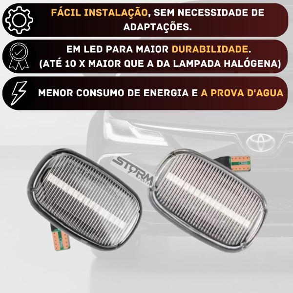 Imagem de Par Pisca Seta Sequencial Toyota Hilux Ano 2005 até 2015 SR SRV para-lama led sinal repetidor 3.0 Dx Srv 2.5 2.7 Dupla Simples 4x4 4x2 Std 