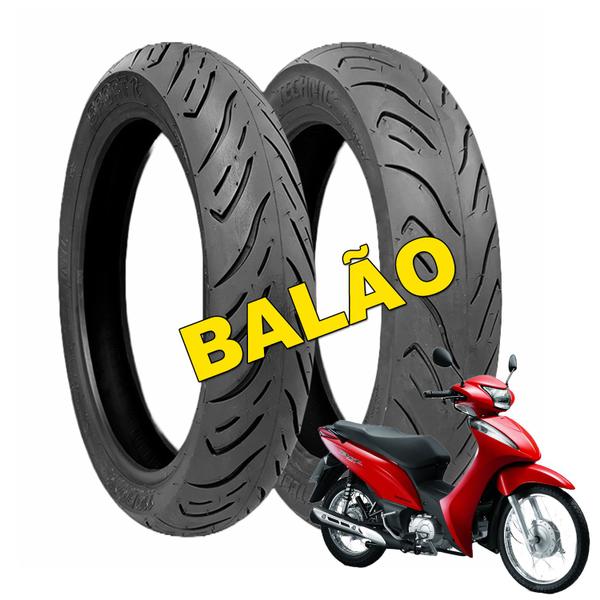 Imagem de Par Pneu 275-17 + 110/80-14 Balão Biz Pop 110 Sport R Technic