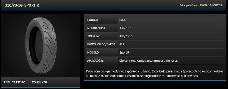 Imagem de Par Pneu Dafra Citycom 300i 110/70-16 + 130/70-16 Sport R