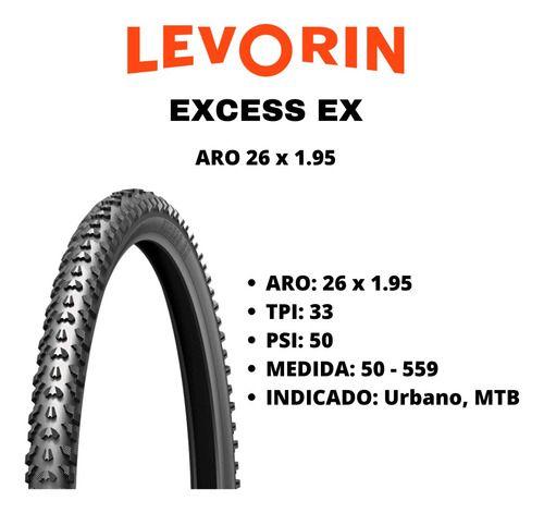 Imagem de Par Pneu Levorin Excess Aro 26 X 1.95 Mtb Bike Cor Preto