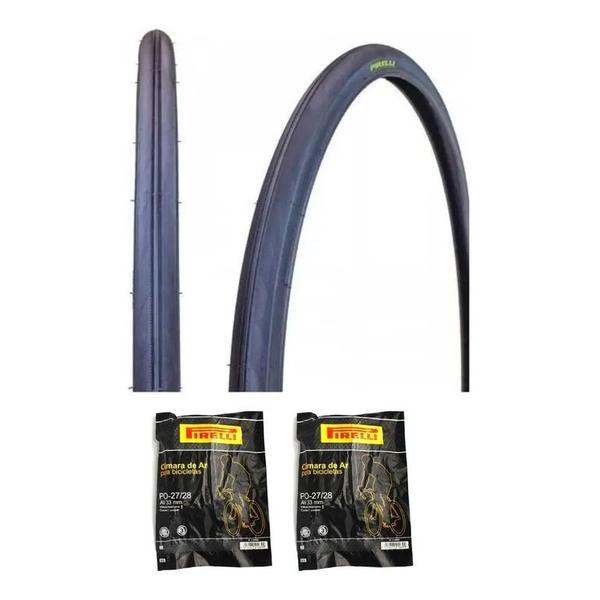 Imagem de Par Pneu Pirelli Aro 27x1.1/4 Bicicleta Caloi 10 Monark Antiga + 2 Camaras