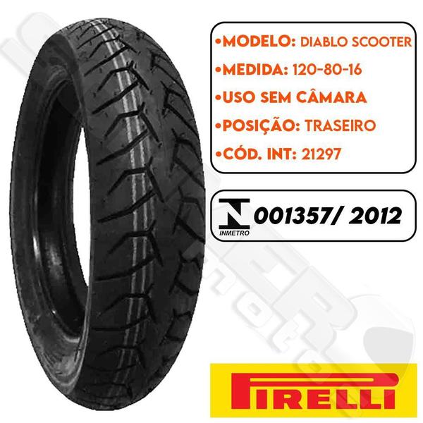 Imagem de Par Pneu Sh 150I 100-80-16 +120-80-16 Diablo Scooter Pirelli