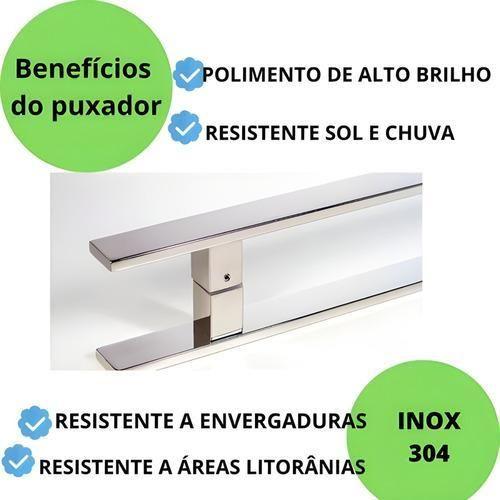 Imagem de Par Puxador Inox Barra Chata Porta Correr Madeira Vidro 1 Mt