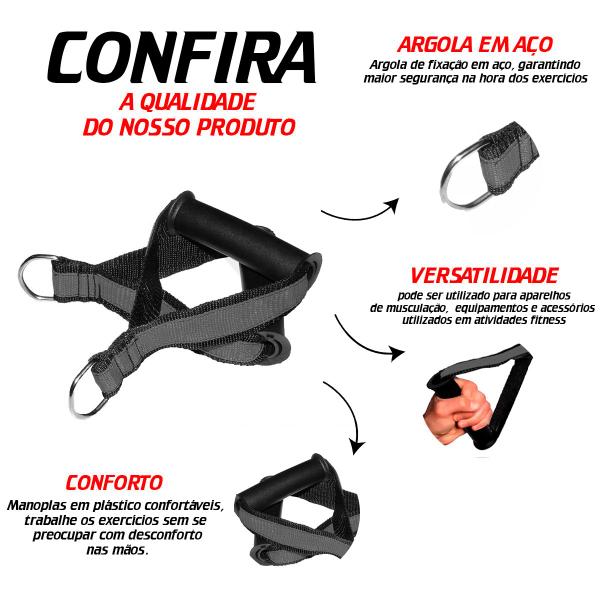 Imagem de Par Puxador Manopla Estribo CrossOver Pegada Articulado Remada Para Academia Fitness Musculação Varias Cores