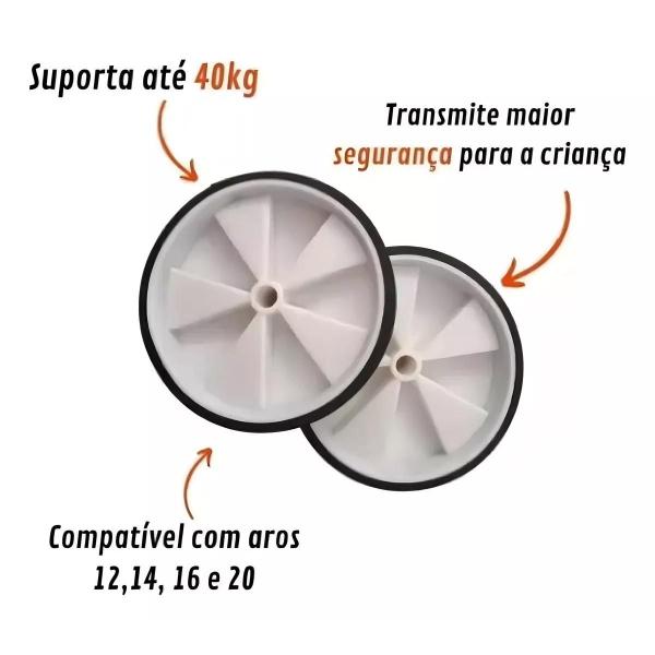Imagem de Par Roda Rodinha Lateral Bike Infantil Regulável Aro 12 14 16 20