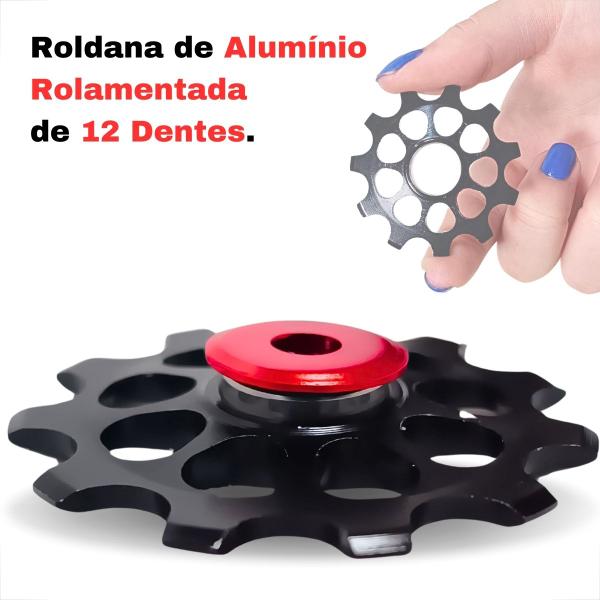 Imagem de Par Roldanas Rolamento 12 Dentes Cambio Traseiro 12v Preto