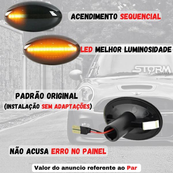 Imagem de Par Seta Sequencial Mini Cooper John Cooper Works JCW ano 2009 a 2013 led dinâmico pisca Sinal repetidor paralama 1.6 Turbo Ano Motor Automatico