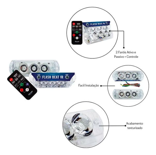 Imagem de Par Strobo Flash Beat Ir Com Central E Controle Zd-sfb-ir