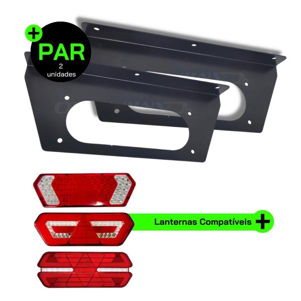 Imagem de Par Suporte Lanterna Traseira Carreta Guerra LED Universal Metal