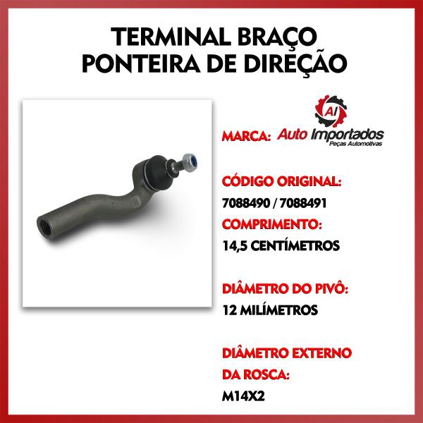 Imagem de Par Terminal De Direção Ponteira Articulação Pivô Suspensão Dianteira Fiat Strada 2010 2011 2012