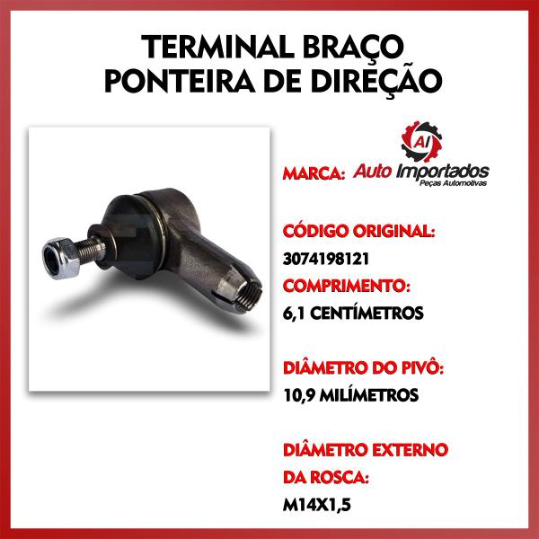 Imagem de Par Terminal De Direção Ponteira Articulação Pivo Suspensão Dianteira Volkswagen Saveiro G4 2006 2007 2008 2009 2010