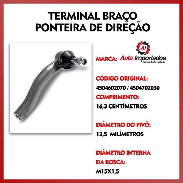 Imagem de Par Terminal De Direção Ponteira Pivô Suspensão Dianteira Toyota Corolla 2002 2003 2004 2005 2006 2007 2008