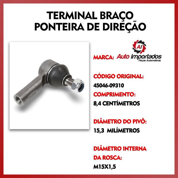 Imagem de Par Terminal De Direção Ponteira Suspensão Dianteira Toyota Hilux 2012 2013 2014 2015