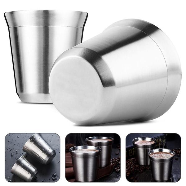 Imagem de Par Xicaras Café Térmica Inox Copo Tipo Pixie Nespresso Expresso 2 Unidades 80ml